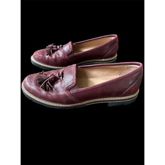 Aerosols women's burgundy nubuck leather loafers w/tassel 8 1/2 - Picture 3 of 5